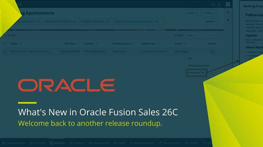 New in Oracle Fusion Sales 26C