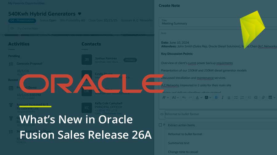 New in Oracle Fusion Sales Release 26A