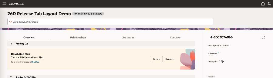 SR Details Tab View Layout for Fusion Service